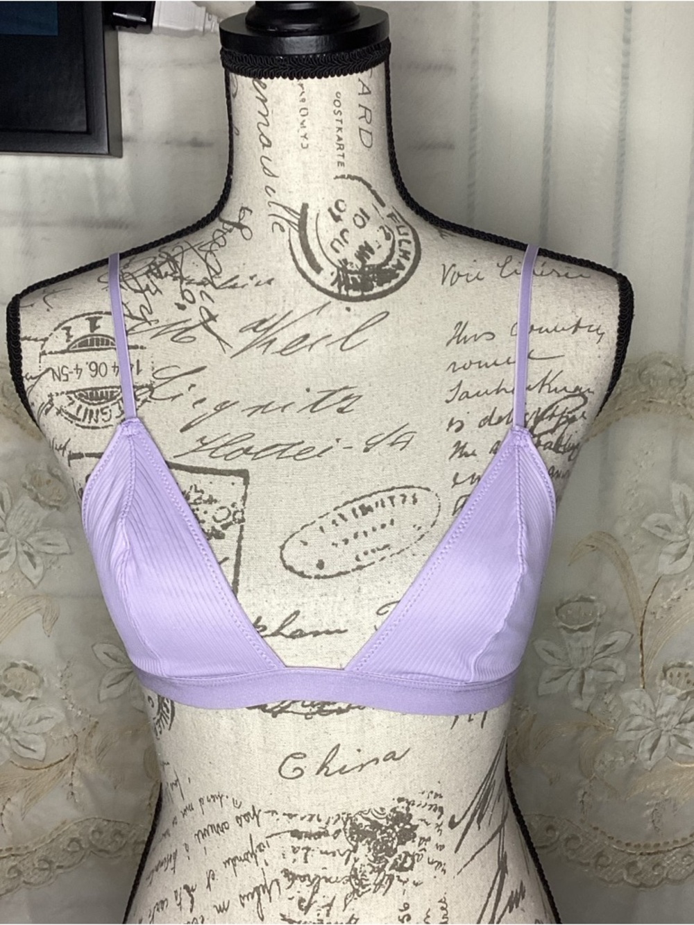 Out From Under Purple Micro Ribbed Triangle Bra Small Juniors NWOT